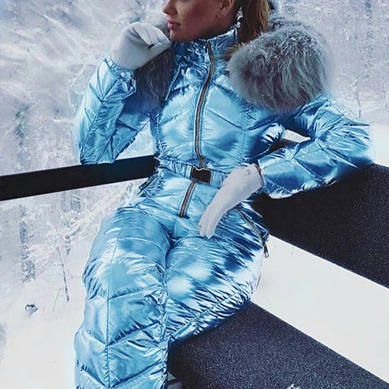 HARDLAND Women’s Winter Fur Collar Ski Jumpsuit